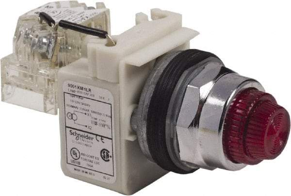 Schneider Electric - 120 VAC Red Lens LED Pilot Light - Round Lens, Screw Clamp Connector - Apex Tool & Supply
