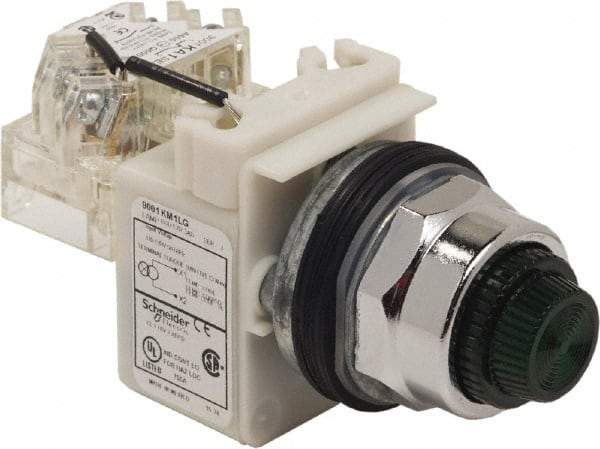 Schneider Electric - 120 VAC Green Lens LED Pilot Light - Round Lens, Screw Clamp Connector - Apex Tool & Supply