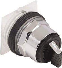 Schneider Electric - 30mm Mount Hole, 3 Position, Knob and Pushbutton Operated, Selector Switch Only - Black, Momentary (MO), without Contact Blocks, Weatherproof and Dust and Oil Resistant - Apex Tool & Supply