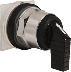 Schneider Electric - 30mm Mount Hole, 3 Position, Knob and Pushbutton Operated, Selector Switch Only - Black, Momentary (MO), without Contact Blocks, Weatherproof and Dust and Oil Resistant - Apex Tool & Supply