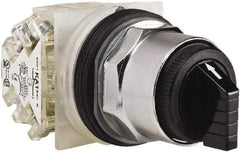 Schneider Electric - 1.18 Inch Mount Hole, 3 Position, Knob and Pushbutton Operated, Selector Switch - Black, Maintained (MA), 2NO/2NC, Weatherproof and Dust and Oil Resistant - Apex Tool & Supply