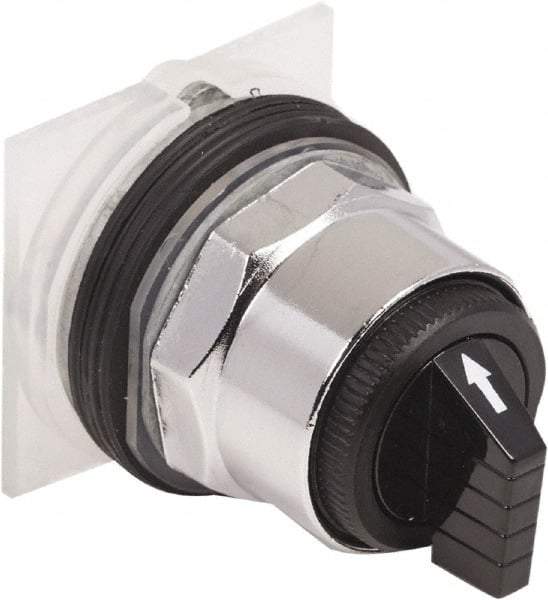 Schneider Electric - 1.18 Inch Mount Hole, 3 Position, Knob and Pushbutton Operated, Selector Switch Only - Black, Maintained (MA), without Contact Blocks, Weatherproof and Dust and Oil Resistant - Apex Tool & Supply