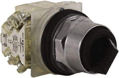 Schneider Electric - 30mm Mount Hole, 2 Position, Knob and Pushbutton Operated, Selector Switch - Black, Maintained (MA), 2NO/2NC, Weatherproof and Dust and Oil Resistant - Apex Tool & Supply