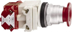 Schneider Electric - 30mm Mount Hole, Extended Straight, Pushbutton Switch with Contact Block - Red Pushbutton, Maintained (MA), Momentary (MO) - Apex Tool & Supply