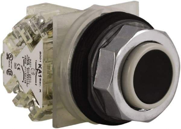 Schneider Electric - 30mm Mount Hole, Extended Straight, Pushbutton Switch with Contact Block - Black Pushbutton, Momentary (MO) - Apex Tool & Supply