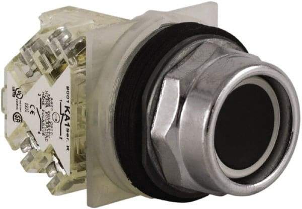 Schneider Electric - 30mm Mount Hole, Extended Straight, Pushbutton Switch with Contact Block - Black Pushbutton, Momentary (MO) - Apex Tool & Supply