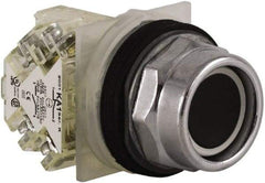 Schneider Electric - 30mm Mount Hole, Extended Straight, Pushbutton Switch with Contact Block - Black Pushbutton, Momentary (MO) - Apex Tool & Supply