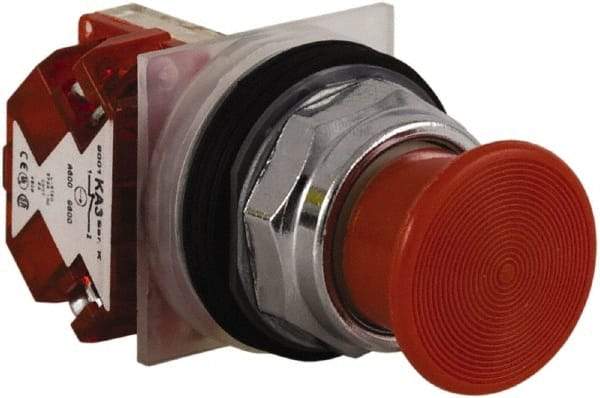 Schneider Electric - 30mm Mount Hole, Extended Straight, Pushbutton Switch with Contact Block - Red Pushbutton, Momentary (MO) - Apex Tool & Supply