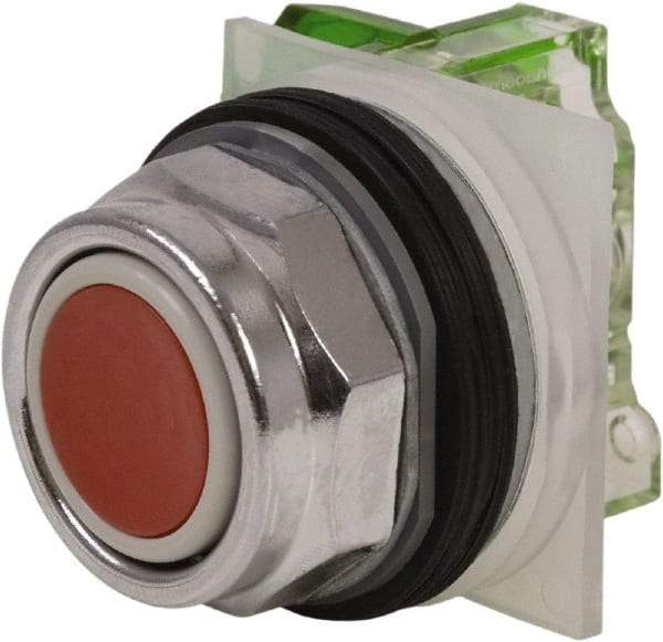 Schneider Electric - 30mm Mount Hole, Extended Straight, Pushbutton Switch with Contact Block - Red Pushbutton, Momentary (MO) - Apex Tool & Supply