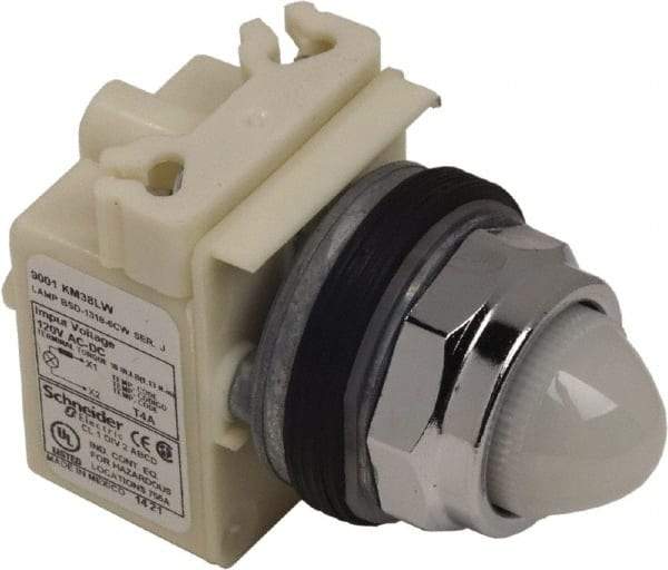 Schneider Electric - 120 V White Lens LED Pilot Light - Round Lens, Screw Clamp Connector - Apex Tool & Supply