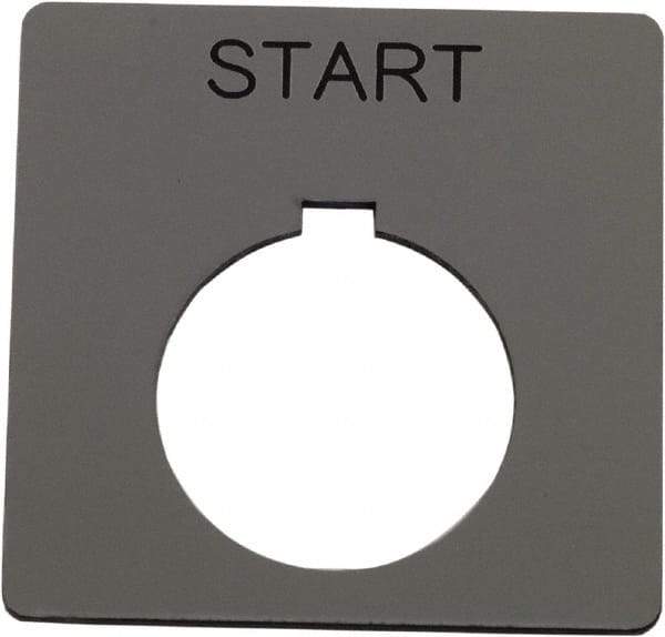Schneider Electric - Square, Plastic Legend Plate - Start - Silver Background, Black Letters, 1.2 Inch Hole Diameter, 2-1/4 Inch Square - Apex Tool & Supply