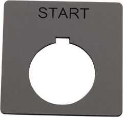 Schneider Electric - Square, Plastic Legend Plate - Start - Silver Background, Black Letters, 1.2 Inch Hole Diameter, 2-1/4 Inch Square - Apex Tool & Supply