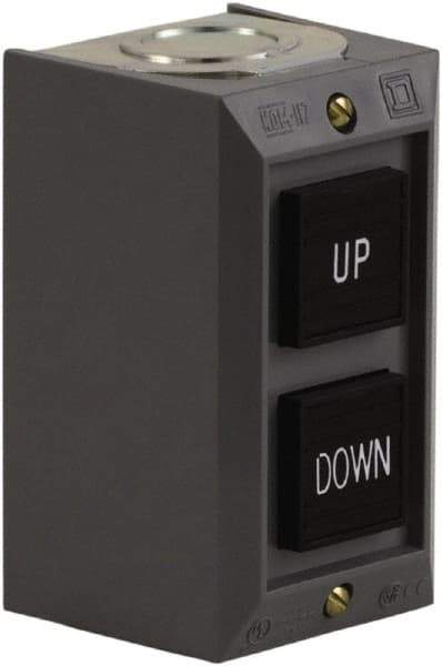 Schneider Electric - 2 Operator, Projecting Pushbutton Control Station - Down, Up (Legend), Momentary Switch, 2NO Contact, NEMA 1 - Apex Tool & Supply