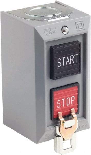 Schneider Electric - 2 Operator, Projecting Pushbutton Control Station - Start, Stop (Legend), Momentary Switch, NO/NC Contact, NEMA 1 - Apex Tool & Supply