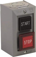 Schneider Electric - 2 Operator, Projecting Pushbutton Control Station - Start, Stop (Legend), Momentary Switch, NO/NC Contact, NEMA 1 - Apex Tool & Supply