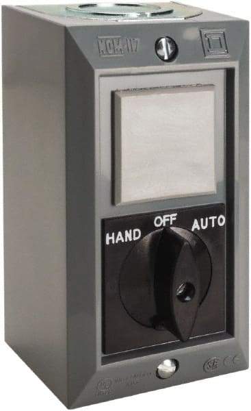 Schneider Electric - 1 Operator, Projecting Pushbutton Control Station - Auto, Hand, Off (Legend), Maintained Switch, 2NO Contact, NEMA 1 - Apex Tool & Supply
