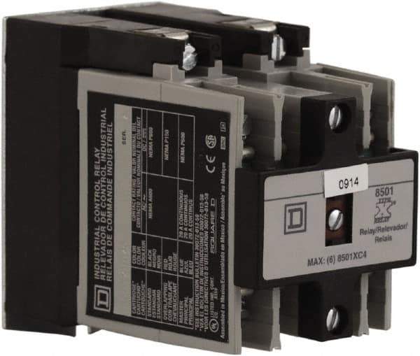 Square D - Electromechanical Screw Clamp General Purpose Relay - 20 Amp at 600 VAC, 4NO, 110 VAC at 50 Hz & 120 VAC at 60 Hz - Apex Tool & Supply