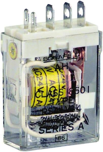 Square D - 1 hp at 240 Volt & 1/2 hp at 120 Volt, Electromechanical Plug-in General Purpose Relay - 12 Amp at 240 VAC, SPDT, 24 VAC at 50/60 Hz - Apex Tool & Supply