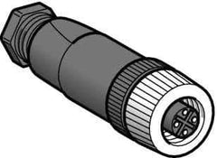 Telemecanique Sensors - 3 Amp, M12 4 Pin Female Straight Field Attachable Connector Sensor and Receptacle - 125 VAC, 150 VDC, IP67 Ingress Rating - Apex Tool & Supply