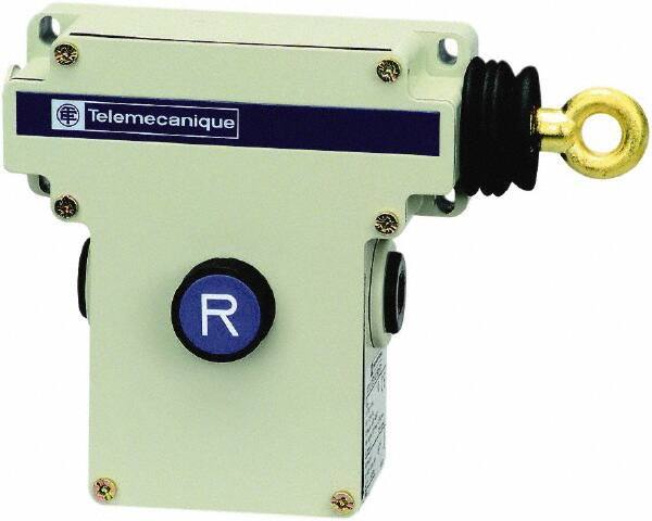 Telemecanique Sensors - 10 Amp, NO/NC Configuration, Right Hand Operation, Rope Operated Limit Switch - Pushbutton Reset, Cable Pull, No Pilot Light, 300 VAC - Apex Tool & Supply