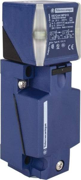 Telemecanique Sensors - NPN, PNP, NO/NC, 15mm Detection, Rectangular, Inductive Proximity Sensor - 2 Wires, IP65, IP67, IP69, 24 to 240 VAC @ 50/60 Hz, 24 to 240 VDC, 40mm Long x 117mm Wide - Apex Tool & Supply