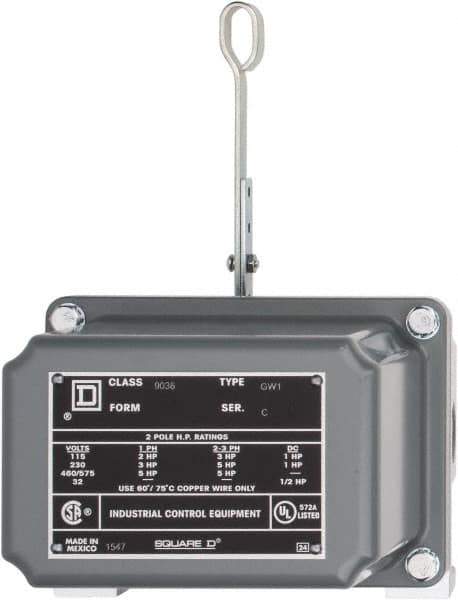 Square D - 4 NEMA Rated, DPST, Float Switch Pressure and Level Switch - 575 VAC, Line-Load-Load-Line Terminal - Apex Tool & Supply