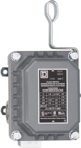 Square D - 4 NEMA Rated, DPST, Float Switch Pressure and Level Switch - 575 VAC, Line-Load-Load-Line Terminal - Apex Tool & Supply