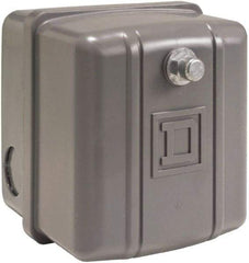 Square D - 1 NEMA Rated, DPST, 140 to 175 psi, Electromechanical, Snap Action Pressure and Level Switch - Adjustable Pressure, 460/575 VAC, 3/8 Inch Connector, Screw Terminal, For Use with Air Compressors, Power Circuits, Water Pumps - Apex Tool & Supply