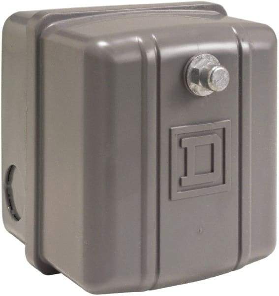 Square D - 1 NEMA Rated, DPST, 125 to 150 psi, Electromechanical, Snap Action Pressure and Level Switch - Adjustable Pressure, 575 VAC, 1/4 Inch Connector, Screw Terminal, For Use with Air Compressors, Power Circuits, Water Pumps - Apex Tool & Supply