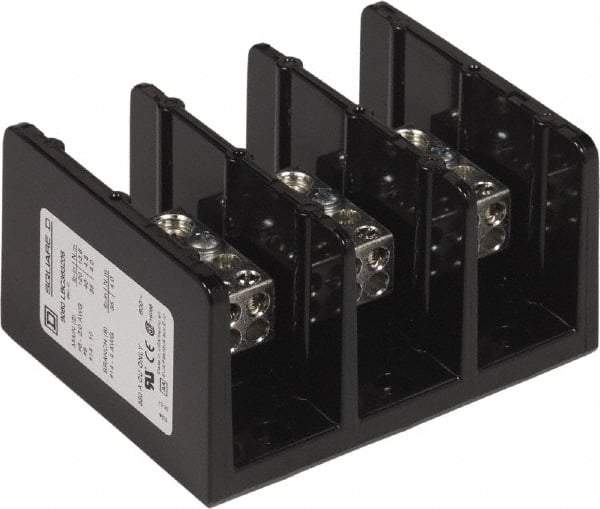 Square D - 3 Poles, 350 (Copper) Amp, Phenolic Power Distribution Block - 600 VAC, 2 Primary Connection - Apex Tool & Supply