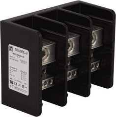 Square D - 3 Poles, 270 (Aluminium), 335 (Copper) Amp, Phenolic Power Distribution Block - 600 VAC, 1 Primary Connection - Apex Tool & Supply