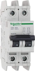 Schneider Electric - 25 Amp, 125 VDC, 240 VAC, 60 VDC, 1 Pole, DIN Rail Mount, Fixed Mount Miniature Circuit Breaker - Thermal Magnetic Trip, Multiple Breaking Capacity Ratings, 73mm Deep x 107mm High x 36mm Wide - Apex Tool & Supply