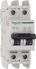 Schneider Electric - 6 Amp, 125 VDC, 240 VAC, 60 VDC, 1 Pole, DIN Rail Mount, Fixed Mount Miniature Circuit Breaker - Thermal Magnetic Trip, Multiple Breaking Capacity Ratings, 73mm Deep x 107mm High x 36mm Wide - Apex Tool & Supply