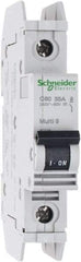 Schneider Electric - 35 Amp, 125 VDC, 240 VAC, 60 VDC, 1 Pole, DIN Rail Mount, Fixed Mount Miniature Circuit Breaker - Thermal Magnetic Trip, Multiple Breaking Capacity Ratings, 73mm Deep x 107mm High x 18mm Wide - Apex Tool & Supply