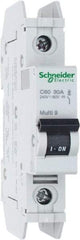 Schneider Electric - 30 Amp, 125 VDC, 240 VAC, 60 VDC, 1 Pole, DIN Rail Mount, Fixed Mount Miniature Circuit Breaker - Thermal Magnetic Trip, Multiple Breaking Capacity Ratings, 73mm Deep x 81mm High x 18mm Wide - Apex Tool & Supply