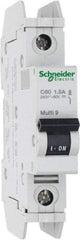 Schneider Electric - 1 Amp, 125 VDC, 240 VAC, 60 VDC, 1 Pole, DIN Rail Mount, Fixed Mount Miniature Circuit Breaker - Thermal Magnetic Trip, Multiple Breaking Capacity Ratings, 73mm Deep x 107mm High x 18mm Wide - Apex Tool & Supply
