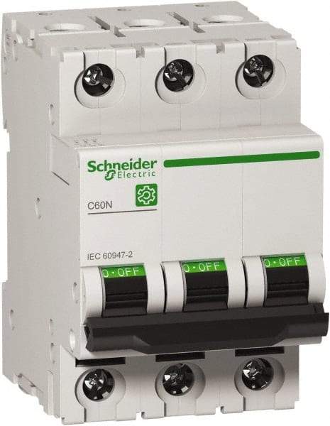 Schneider Electric - 16 Amp, 440 VAC, 3 Pole, DIN Rail Mounted Miniature Circuit Breaker - Magnetic Trip, Multiple Breaking Capacity Ratings, 18-4 AWG, 76mm Deep x 81mm High x 54mm Wide - Apex Tool & Supply