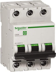 Schneider Electric - 63 Amp, 440 VAC, 3 Pole, DIN Rail Mounted Miniature Circuit Breaker - Magnetic Trip, Multiple Breaking Capacity Ratings, 18-2 AWG, 76mm Deep x 81mm High x 54mm Wide - Apex Tool & Supply