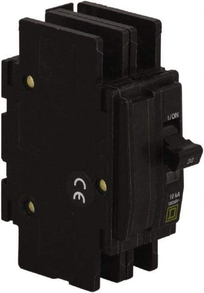 Square D - 35 Amp, 120/240 VAC, 2 Pole, DIN Rail Mounted, Flush Mount, Surface Mount Miniature Circuit Breaker - Thermal Magnetic Trip, 10 kA at 120/240 VAC Breaking Capacity, 14-2 (Aluminum), 14-2 (Copper) AWG, 74mm Deep x 103mm High x 19mm Wide - Apex Tool & Supply