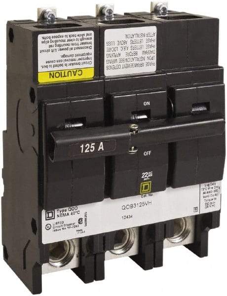Square D - 125 Amp, 240 VAC, 3 Pole, Bolt On Miniature Circuit Breaker - 4 AWG - Apex Tool & Supply