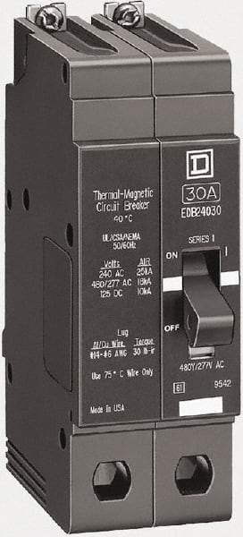 Square D - 60 Amp, 480Y/277 V, 2 Pole, Bolt On Miniature Circuit Breaker - 18 kA Breaking Capacity, 12, 14 AWG - Apex Tool & Supply