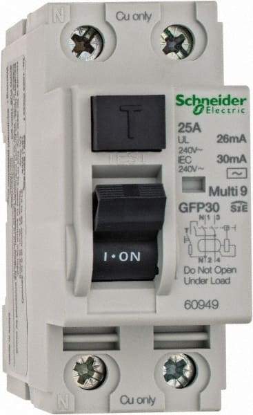 Schneider Electric - 25 Amp, 240 VAC, 2 Pole, Residual Current Device - Apex Tool & Supply