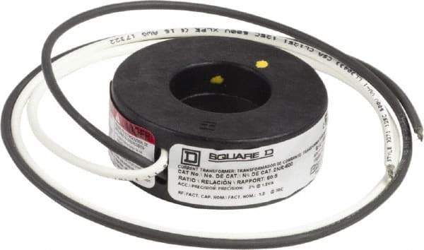 Square D - 60 Amp AC Input, 5 Amp AC Output, Panel Meter Current Transformer - Flying Lead Terminal, For Use with AC Ammeter - Apex Tool & Supply