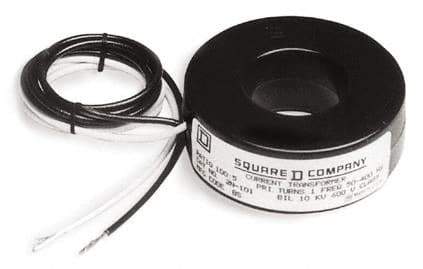 Square D - 100 Amp AC Input, 5 Amp AC Output, Panel Meter Current Transformer - Flying Lead Terminal, For Use with AC Ammeter - Apex Tool & Supply