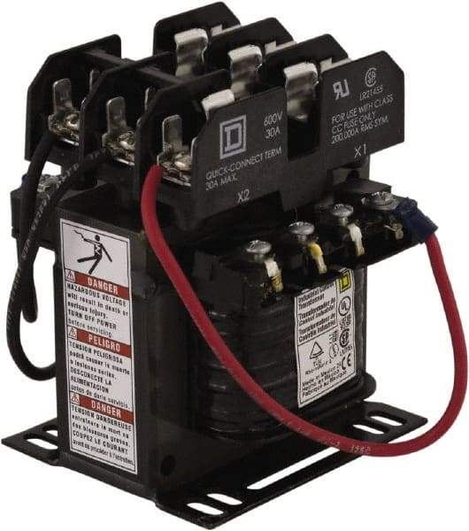 Square D - 100 VA, Top Mount Fuse Block Control Transformer - 50/60 Hz, 3.34 Inch Deep x 4.18 Inch High - Apex Tool & Supply
