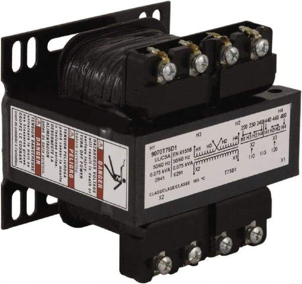 Square D - 1 Phase, 75 VA, Control Transformer - 131°F Temp Rise - Apex Tool & Supply