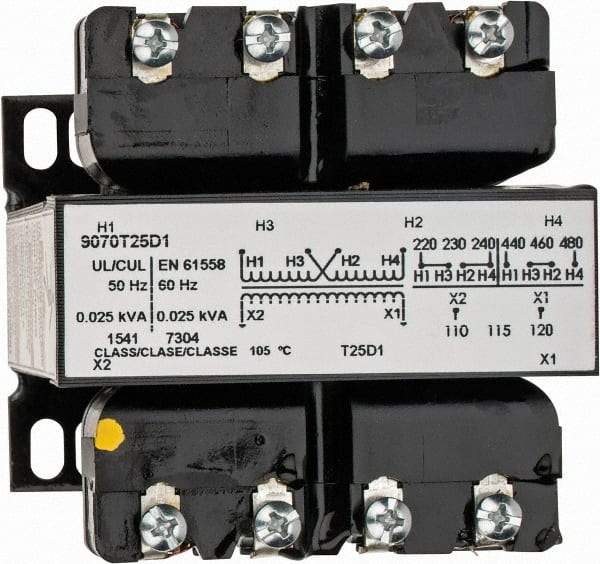 Square D - 1 Phase, 25 VA, Control Transformer - 131°F Temp Rise - Apex Tool & Supply