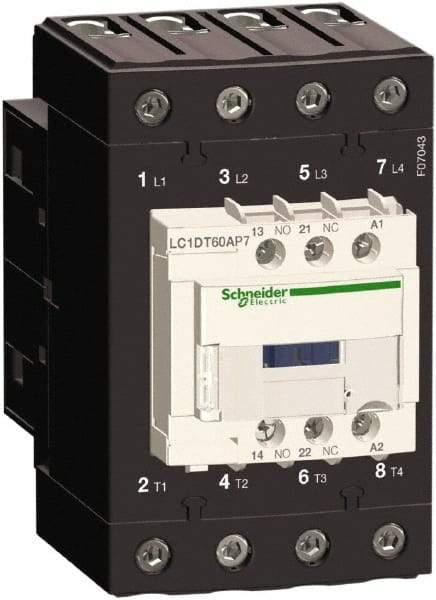 Schneider Electric - 4 Pole, 120 Coil VAC at 50/60 Hz, 60 Amp at 440 VAC, Nonreversible IEC Contactor - Bureau Veritas, CCC, CSA, CSA C22.2 No. 14, DNV, EN/IEC 60947-4-1, EN/IEC 60947-5-1, GL, GOST, LROS, RINA, UL 508, UL Listed - Apex Tool & Supply