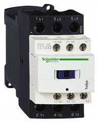 Schneider Electric - 3 Pole, 240 Coil VAC at 50/60 Hz, 32 Amp at 440 VAC, Nonreversible IEC Contactor - 1 Phase hp:  2 at 115 VAC, 5 at 230 VAC, 3 Phase hp:  10 at 200/230 VAC, 20 at 460 VAC, 30 at 575 VAC - Apex Tool & Supply