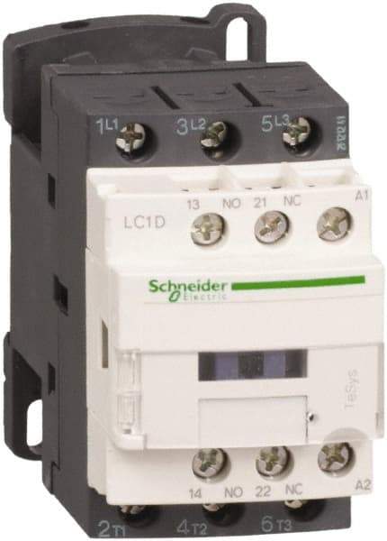 Schneider Electric - 3 Pole, 220 Coil VAC at 50/60 Hz, 12 Amp at 440 VAC and 25 Amp at 440 VAC, Nonreversible IEC Contactor - 1 Phase hp: 1 at 115 VAC, 2 at 230/240 VAC, 3 Phase hp: 10 at 575/600 VAC, 3 at 200/208 VAC, 3 at 230/240 VAC, 7.5 at 460/480 VAC - Apex Tool & Supply